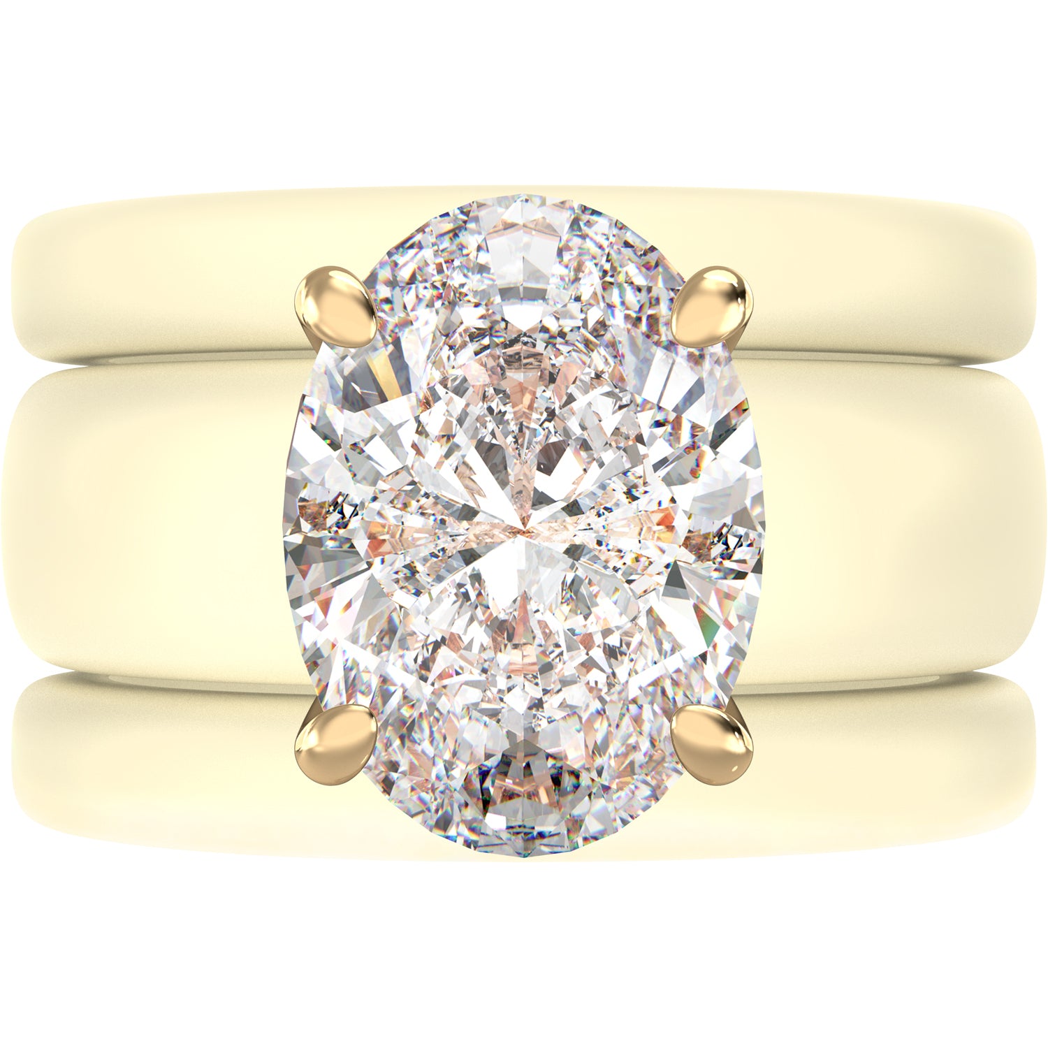 Oval Cut CZ Silicone Ring Set for Women, 2 Thin Stackable Rings – 11×8 mm Oval Cut CZ | Patented Design - GlowStone Collection