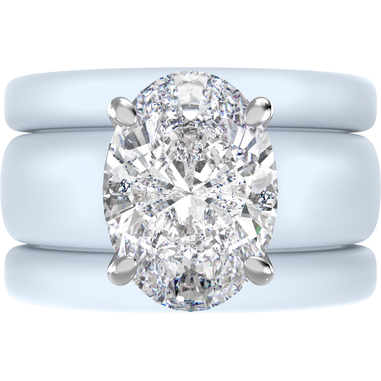 Oval Cut CZ Silicone Ring Set for Women, 2 Thin Stackable Rings – 11×8 mm Oval Cut CZ | Patented Design - GlowStone Collection