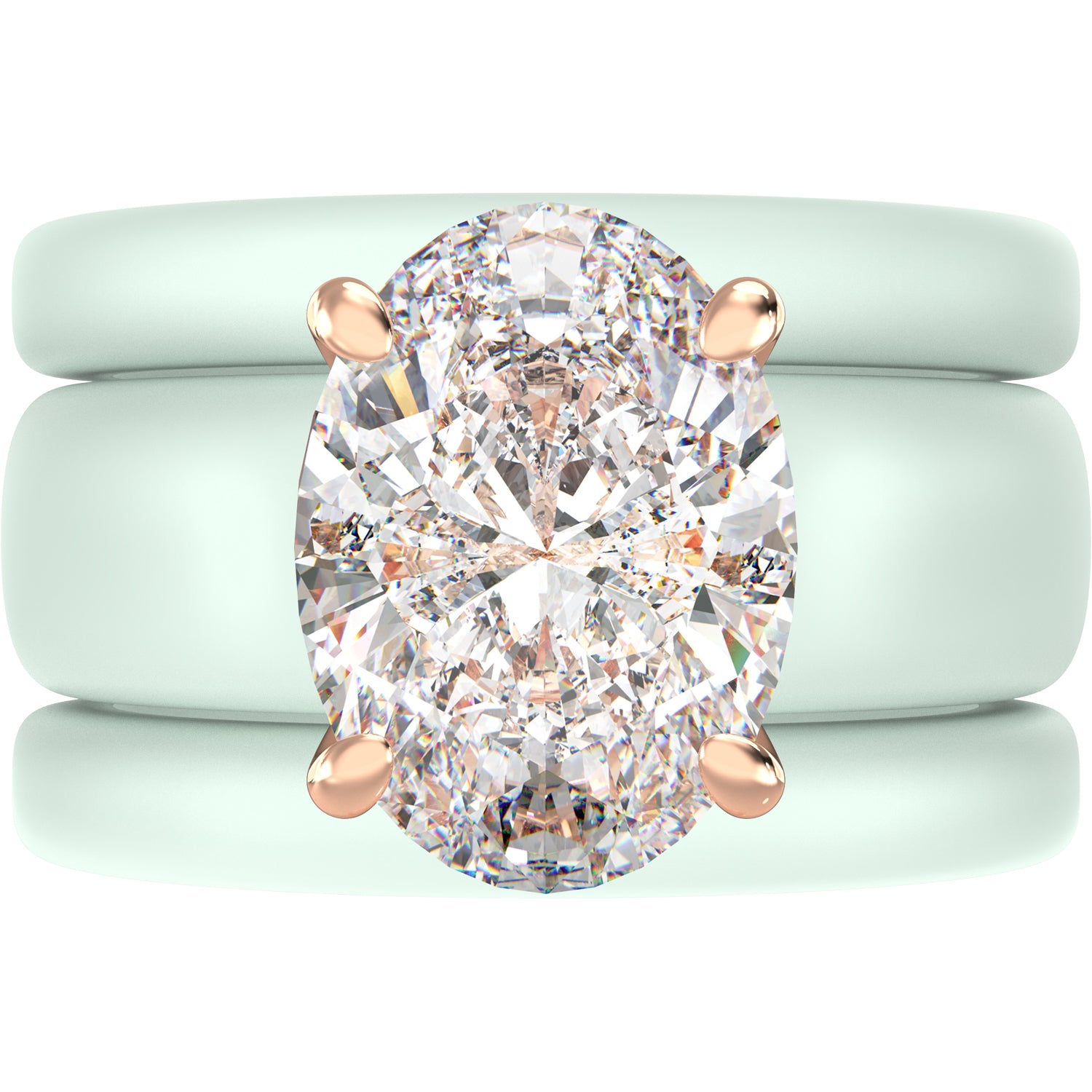 Oval Cut CZ Silicone Ring Set for Women, 2 Thin Stackable Rings – 11×8 mm Oval Cut CZ | Patented Design - GlowStone Collection