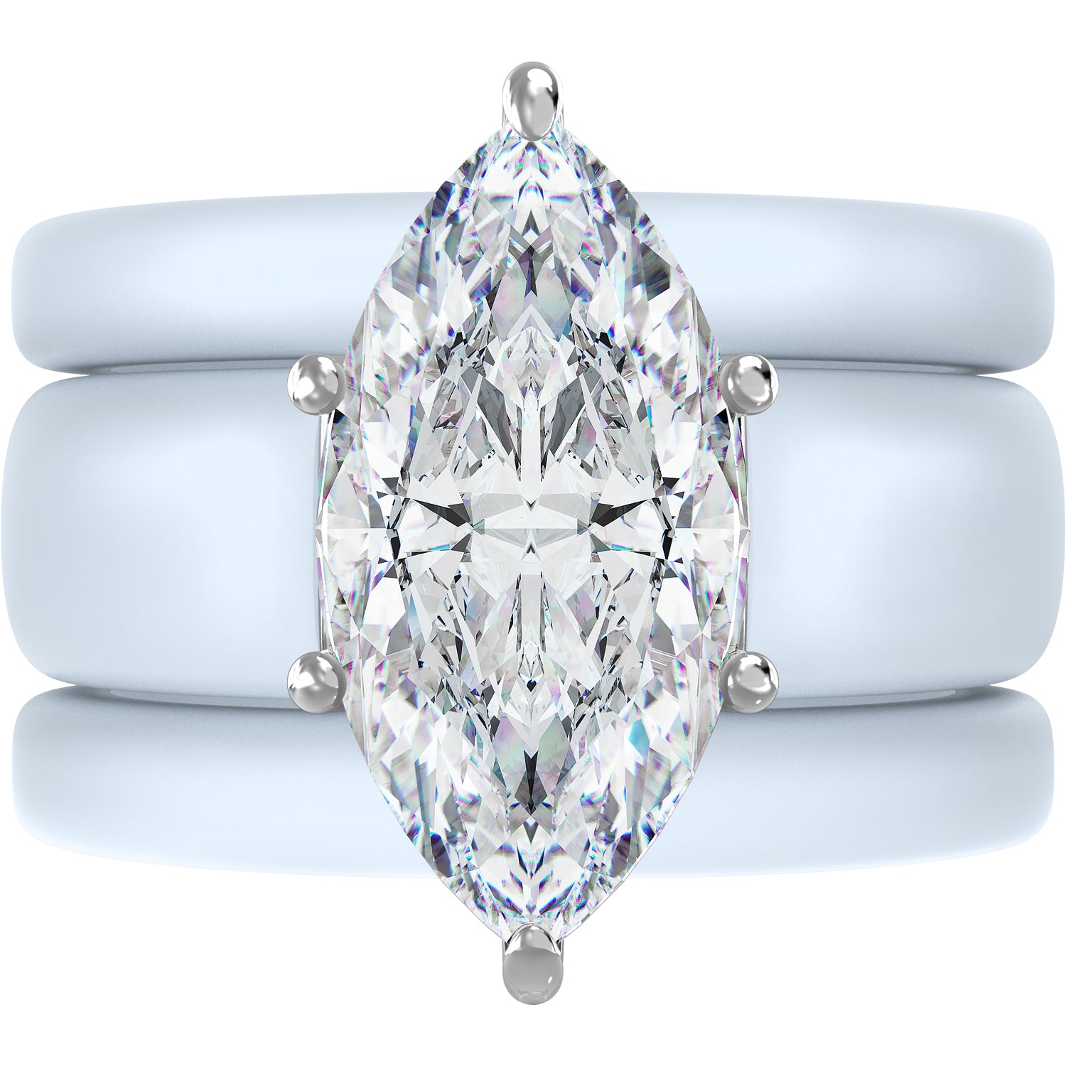 Marquise Cut CZ Silicone Ring Set for Women, 2 Thin Stackable Rings - 14×7 mm Marquise Cut CZ | Patent-Pending Design - GlowStone Collection
