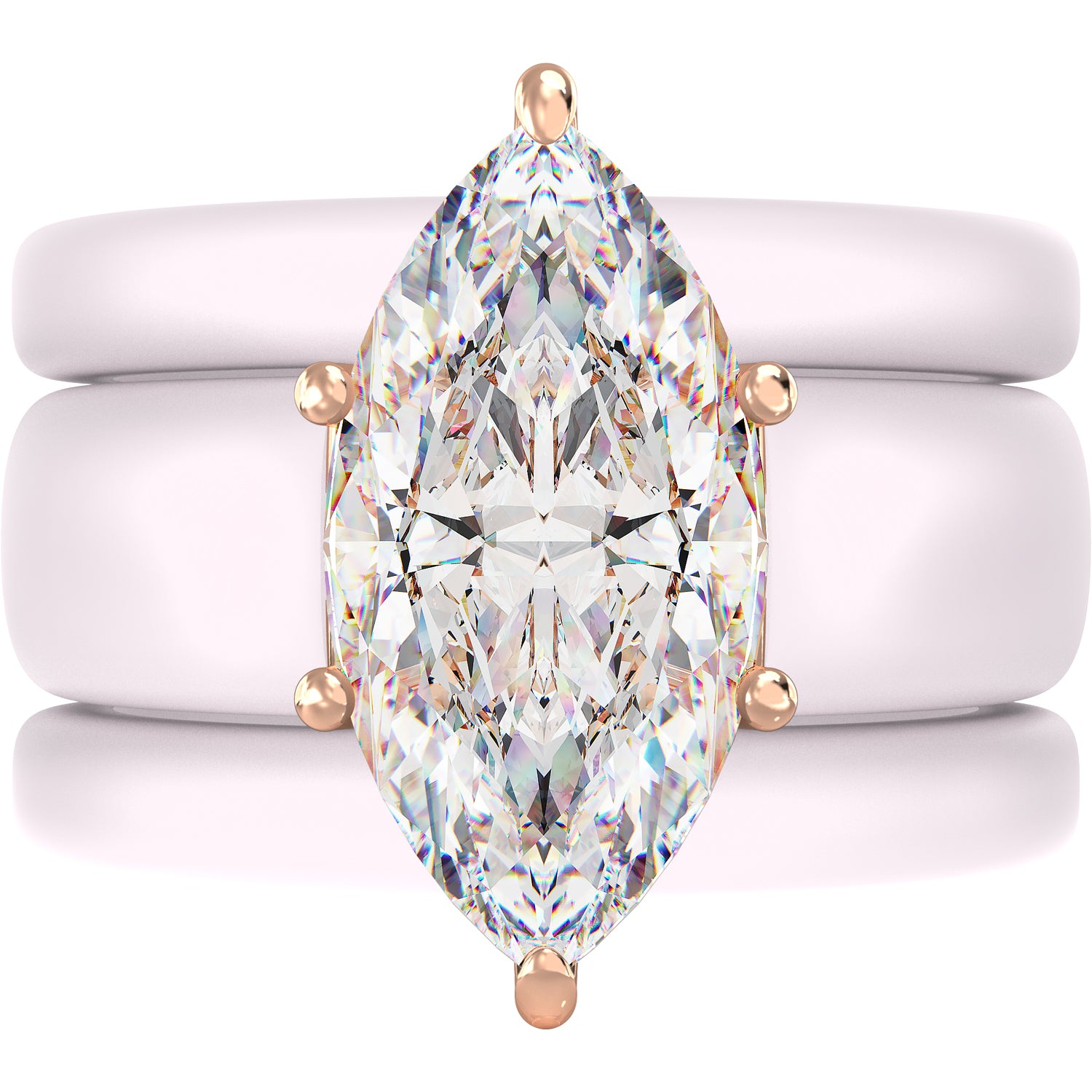 Marquise Cut CZ Silicone Ring Set for Women, 2 Thin Stackable Rings - 14×7 mm Marquise Cut CZ | Patent-Pending Design - GlowStone Collection