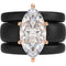 Marquise Cut CZ Silicone Ring Set for Women, 2 Thin Stackable Rings - 14×7 mm Marquise Cut CZ | Patent-Pending Design - GlowStone Collection