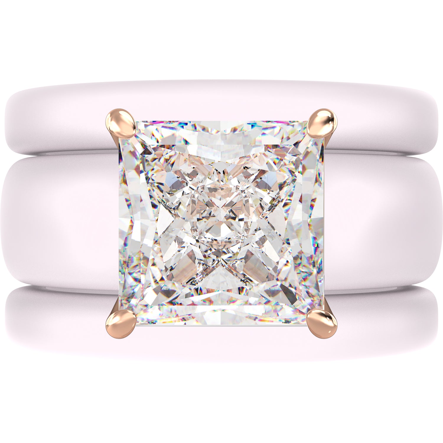 Princess Cut CZ Silicone Ring Set for Women, 2 Thin Stackable Rings – 8 ×8 mm Princess Cut CZ | Patented Design - GlowStone Collection
