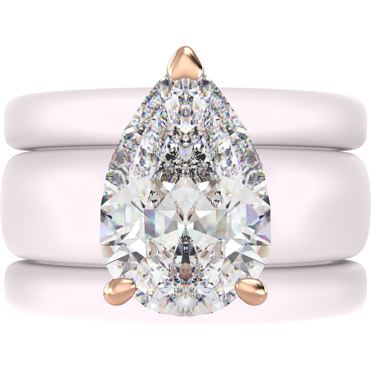 Pear Cut CZ Silicone Ring Set for Women, 2 Thin Stackable Rings, 8×12 mm Pear Cut CZ, Patent-Pending Design - GlowStone Collection