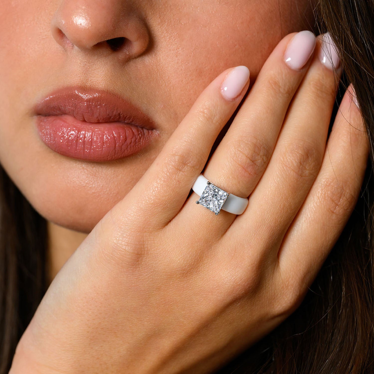 Set Silicone Ring – 8×8 mm Princess Cut CZ | Patented Design - GlowStone Collection