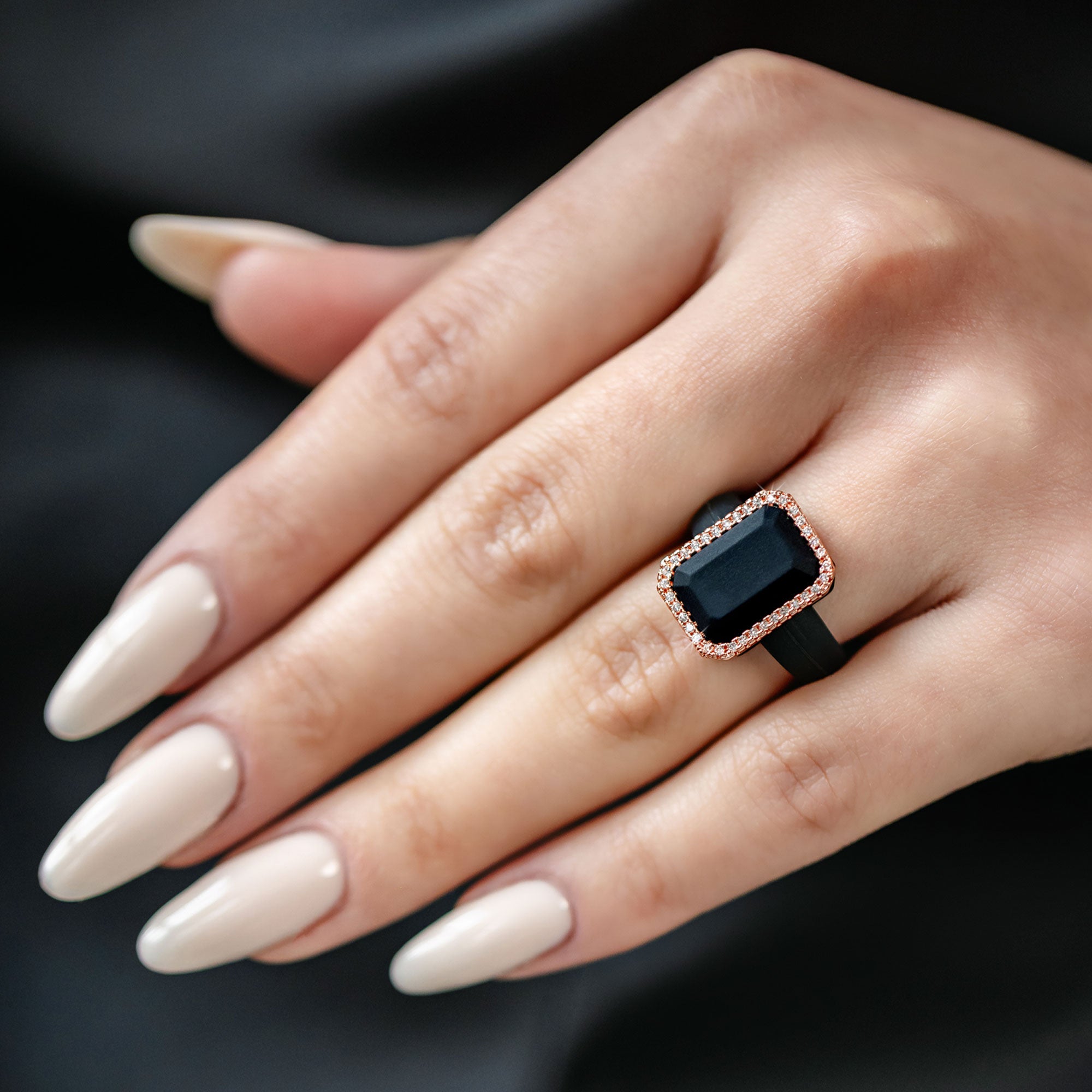 Silicone Rings Set with Metal & Emerald CZ Stone - US Patented Design