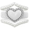 Stackable 3-Piece Ring Set - Women's Heart Metal Frame & CZ Stones Collection