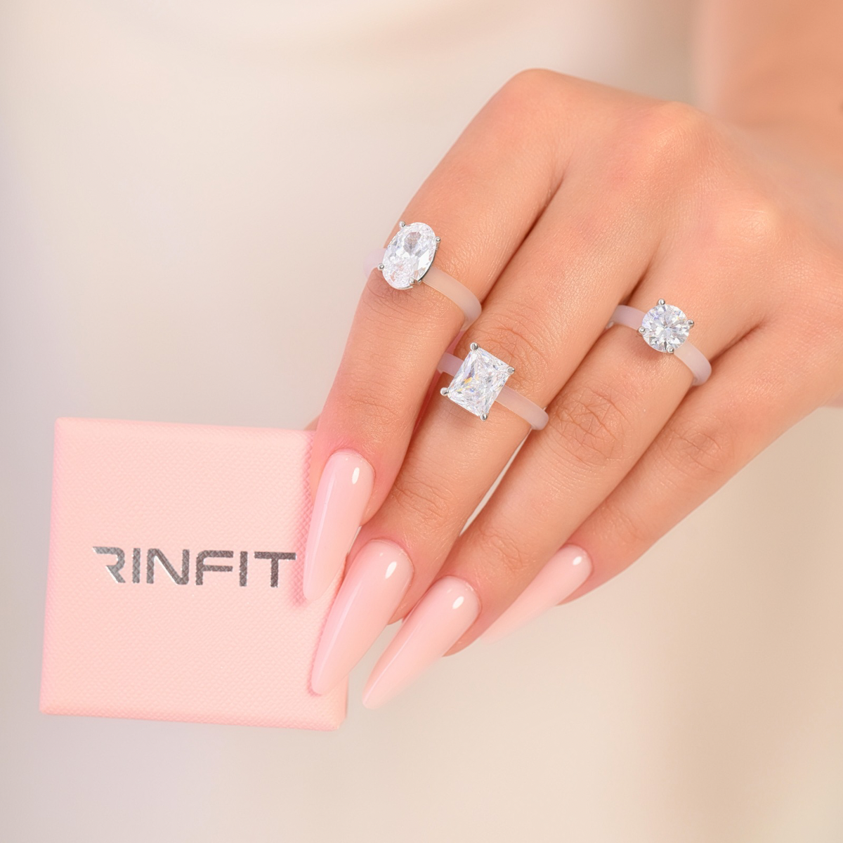 Rinfit Frosted Clear Thin Collection – Set of Emerald, Round and Oval - Patented Design