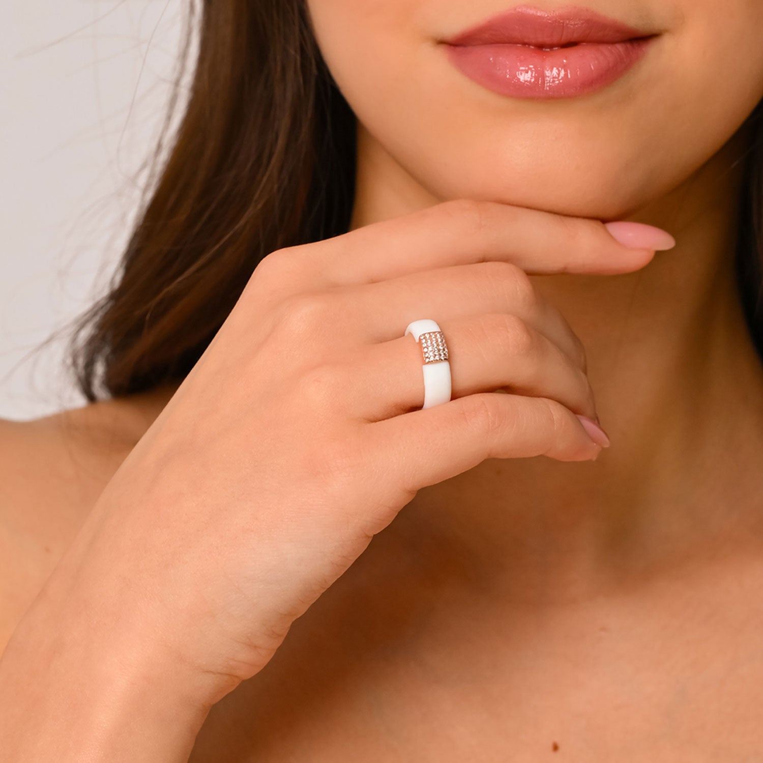 New! Silicone Ring with Metal and Stones