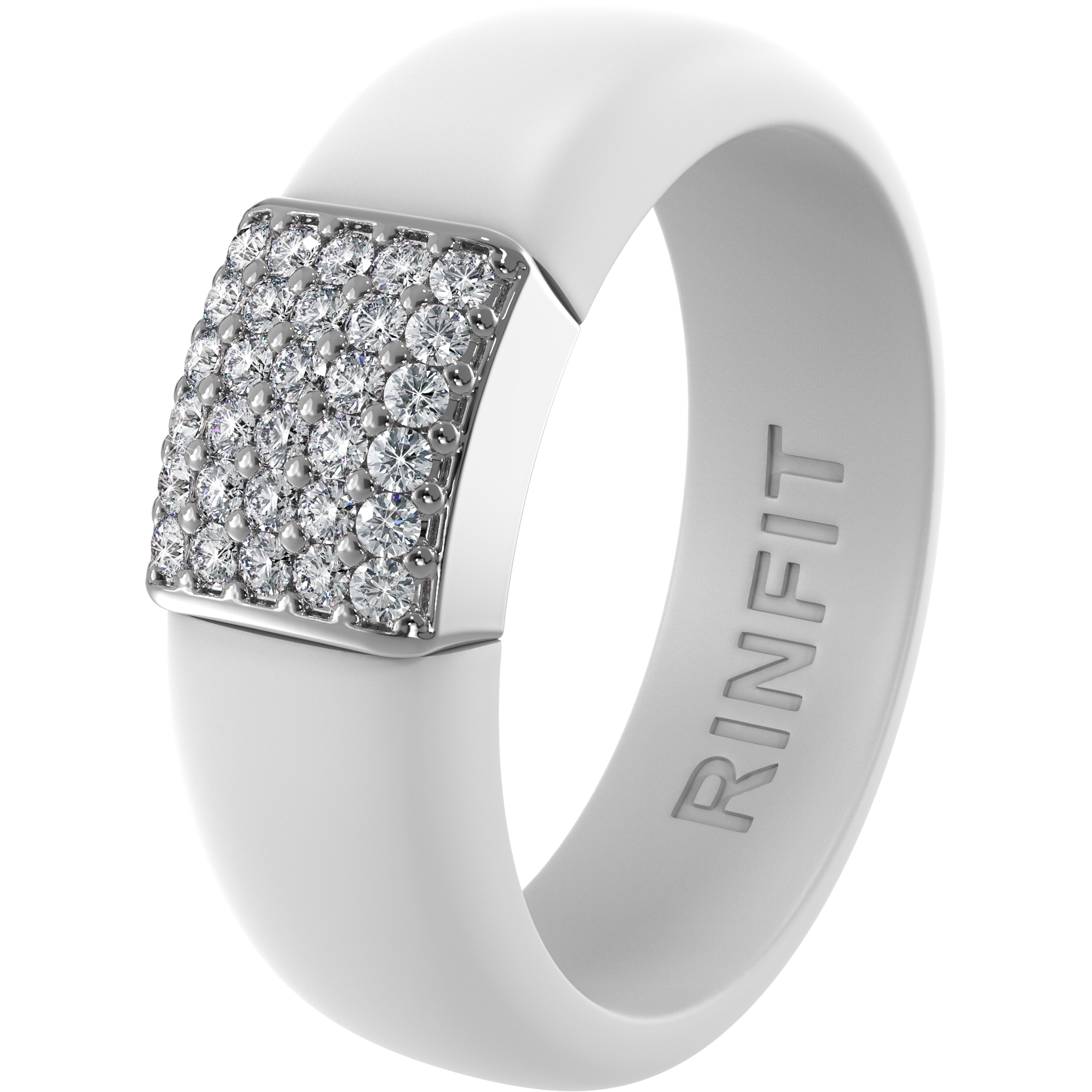 Women's Silicone Ring with Metal and CZ Stones