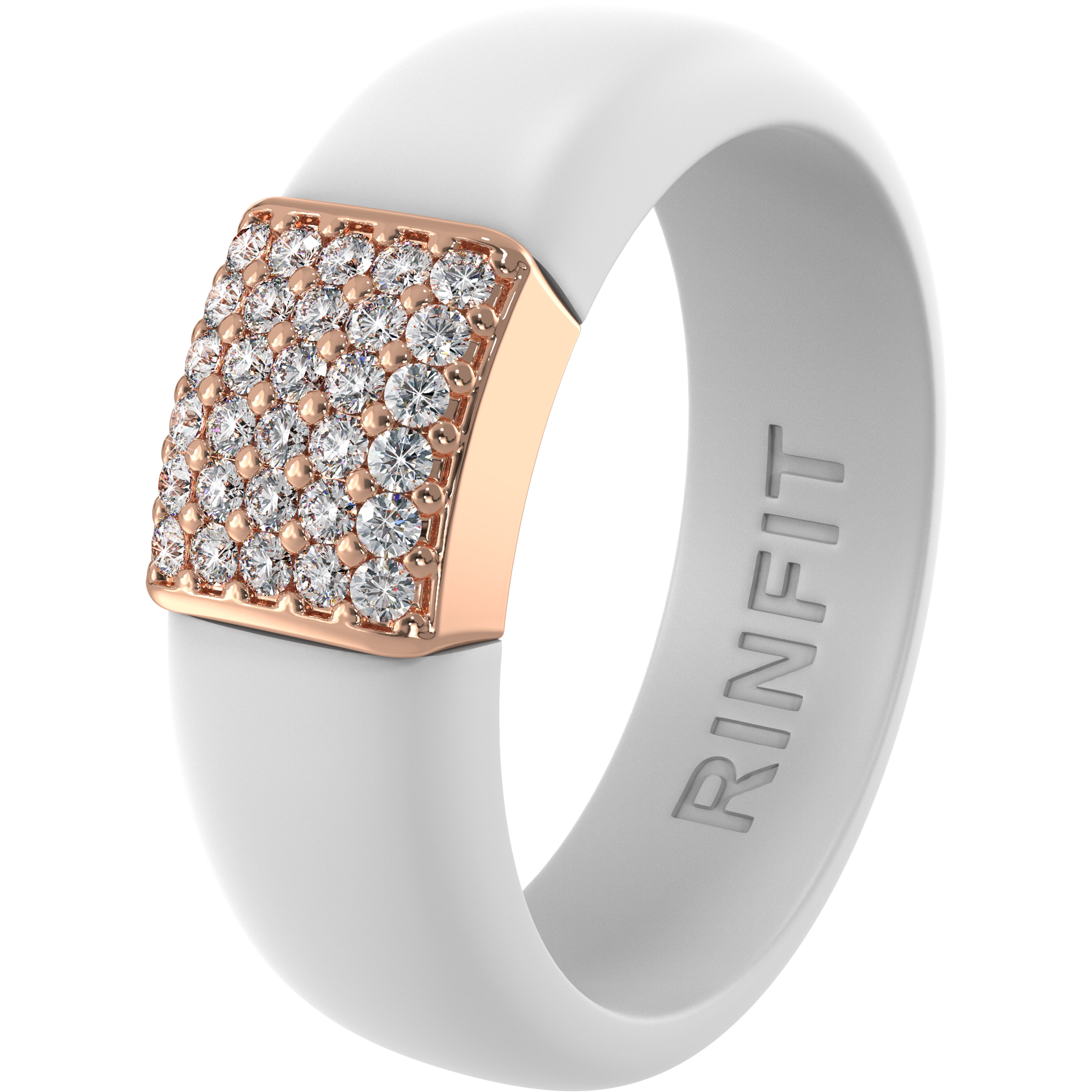 Women's Silicone Ring with Metal and CZ Stones