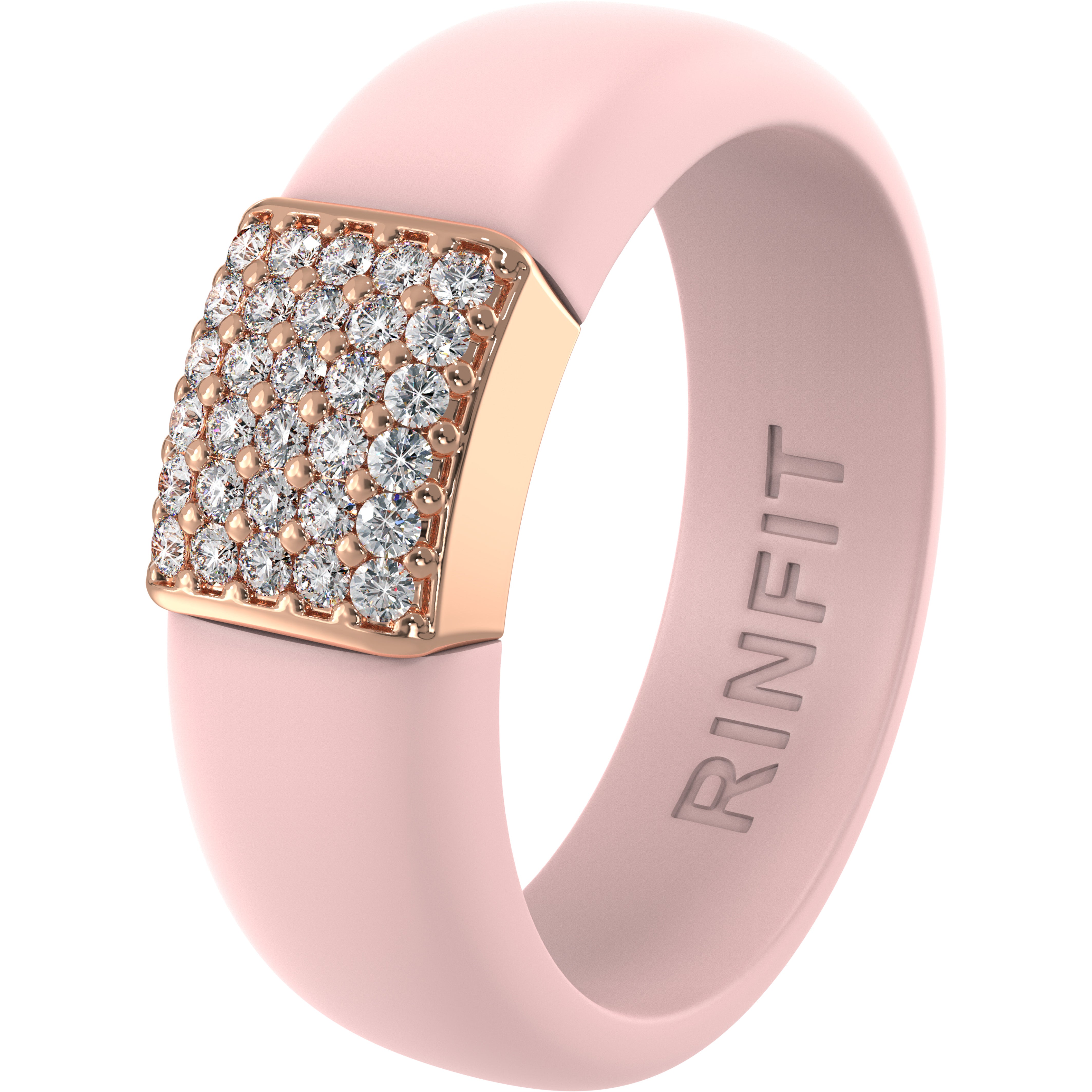 Women's Silicone Ring with Metal and CZ Stones