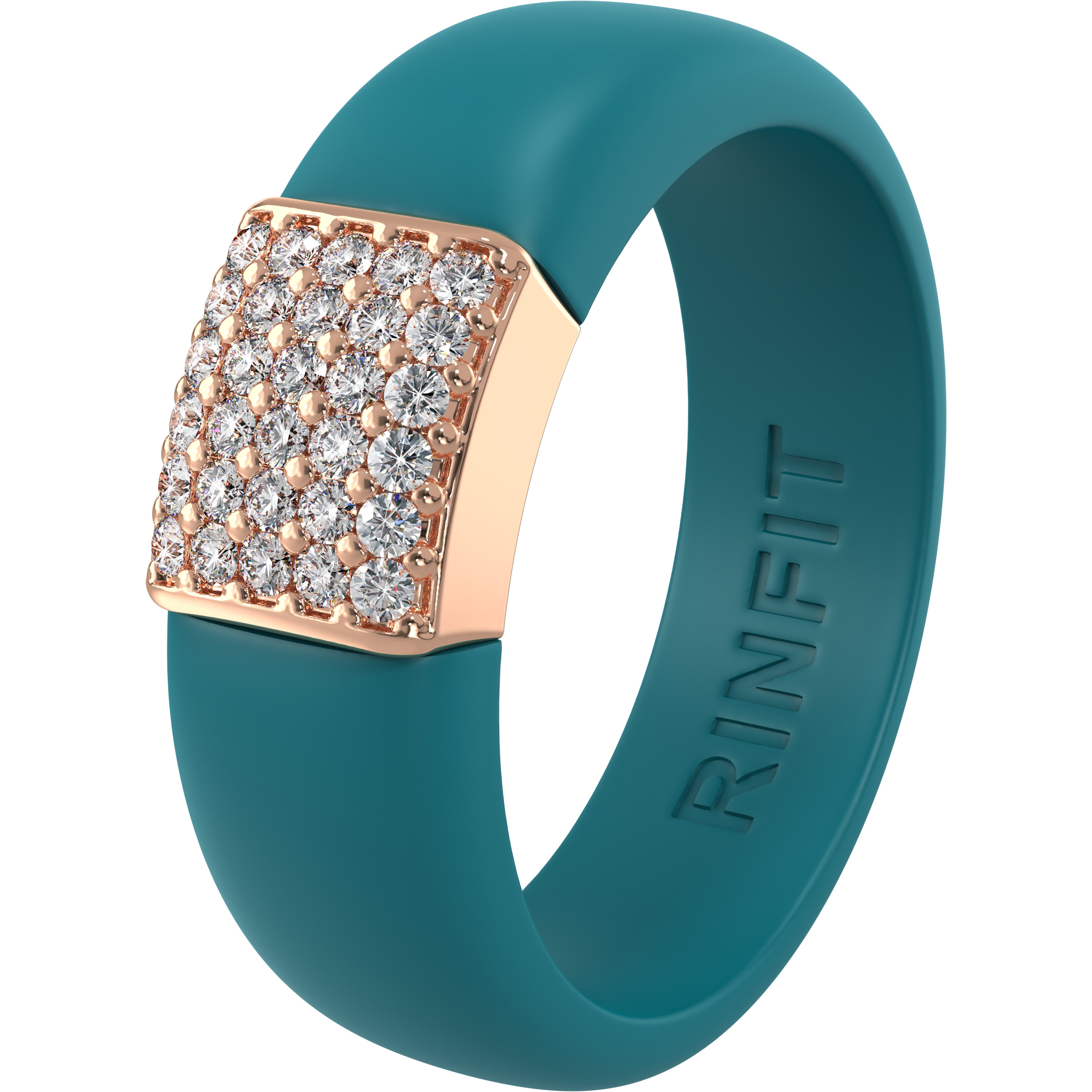 Women's Silicone Ring with Metal and CZ Stones