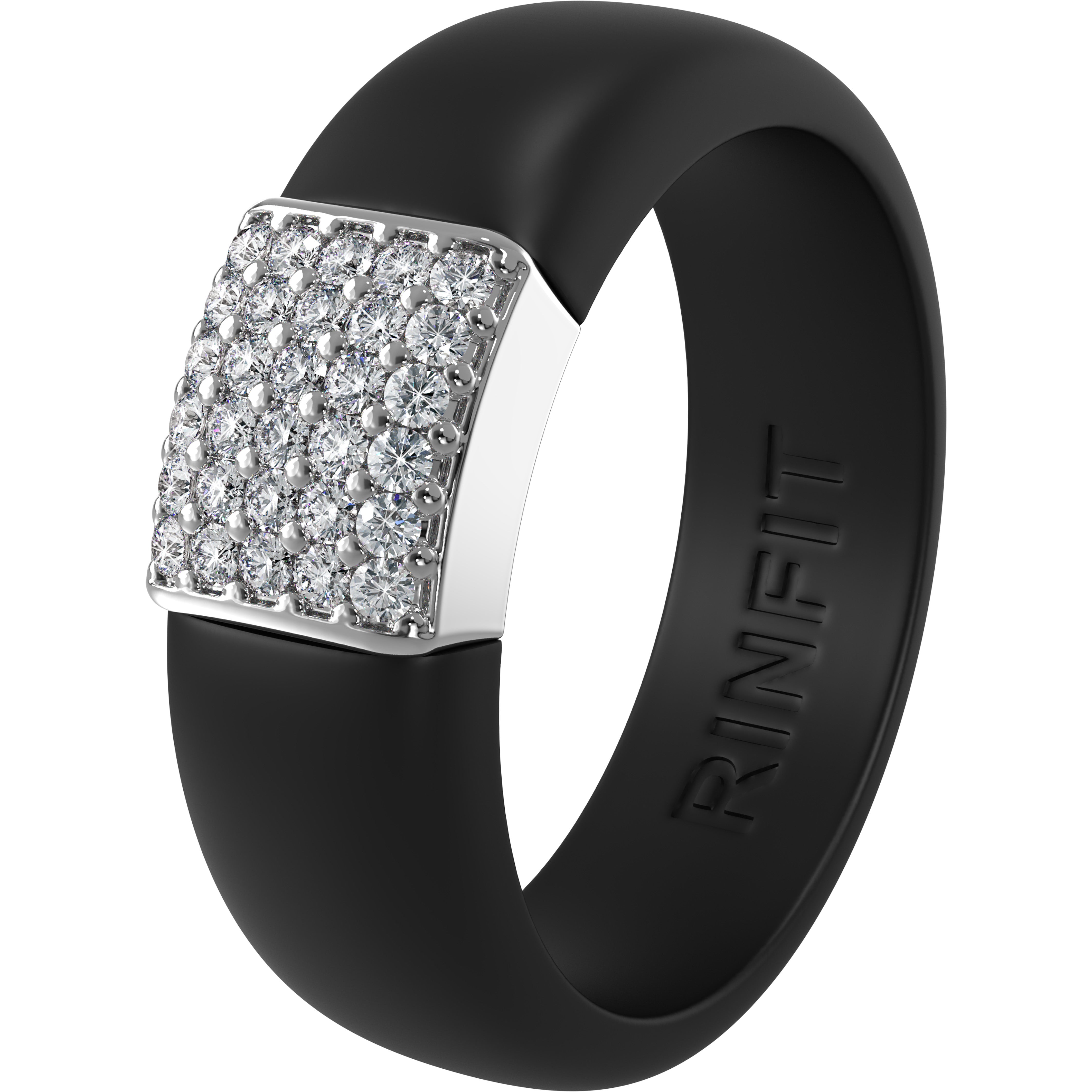 Women's Silicone Ring with Metal and CZ Stones