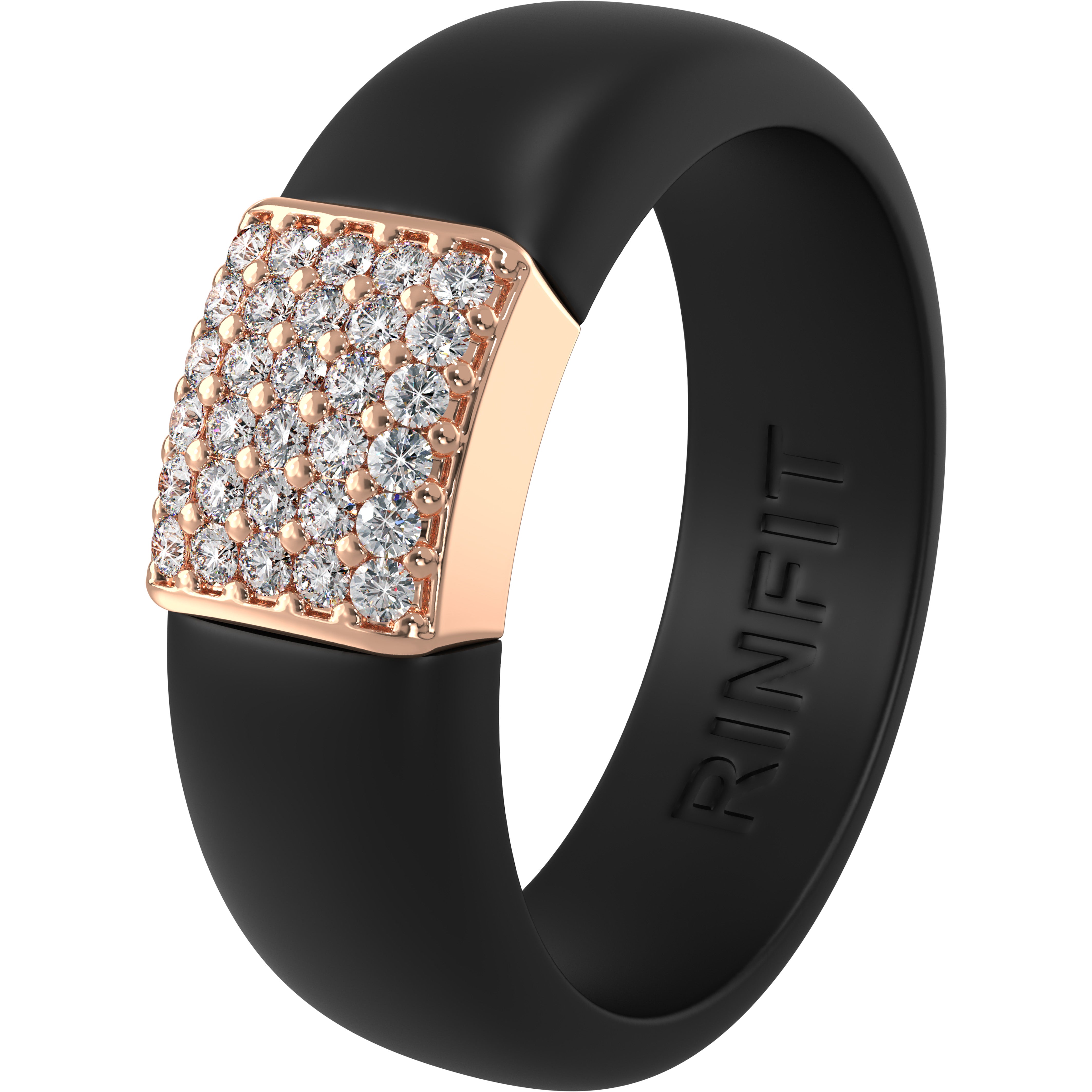 Women's Silicone Ring with Metal and CZ Stones