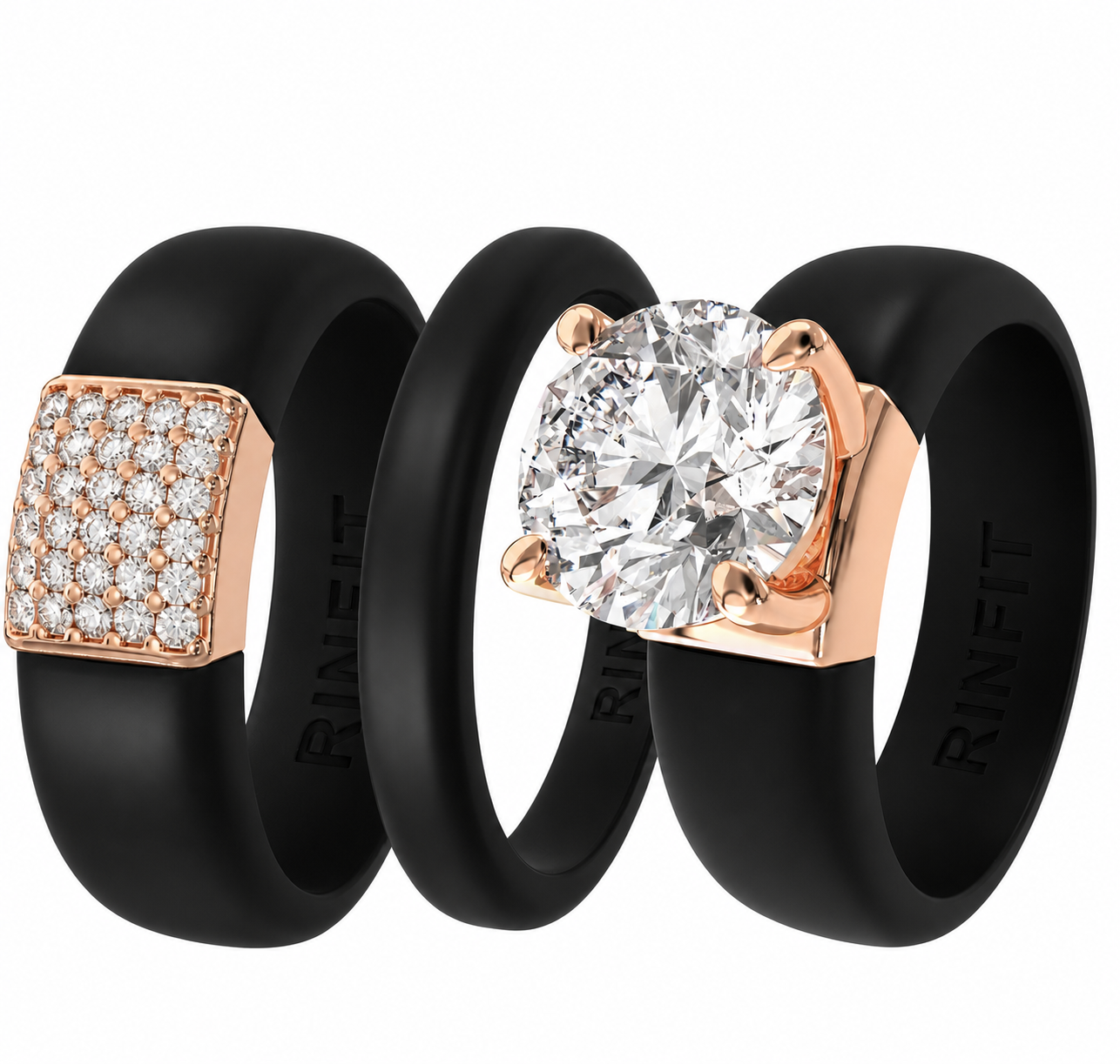 Rinfit Signature Trio – Glowstone Round, Gemstone and Thin Band - Patented Design