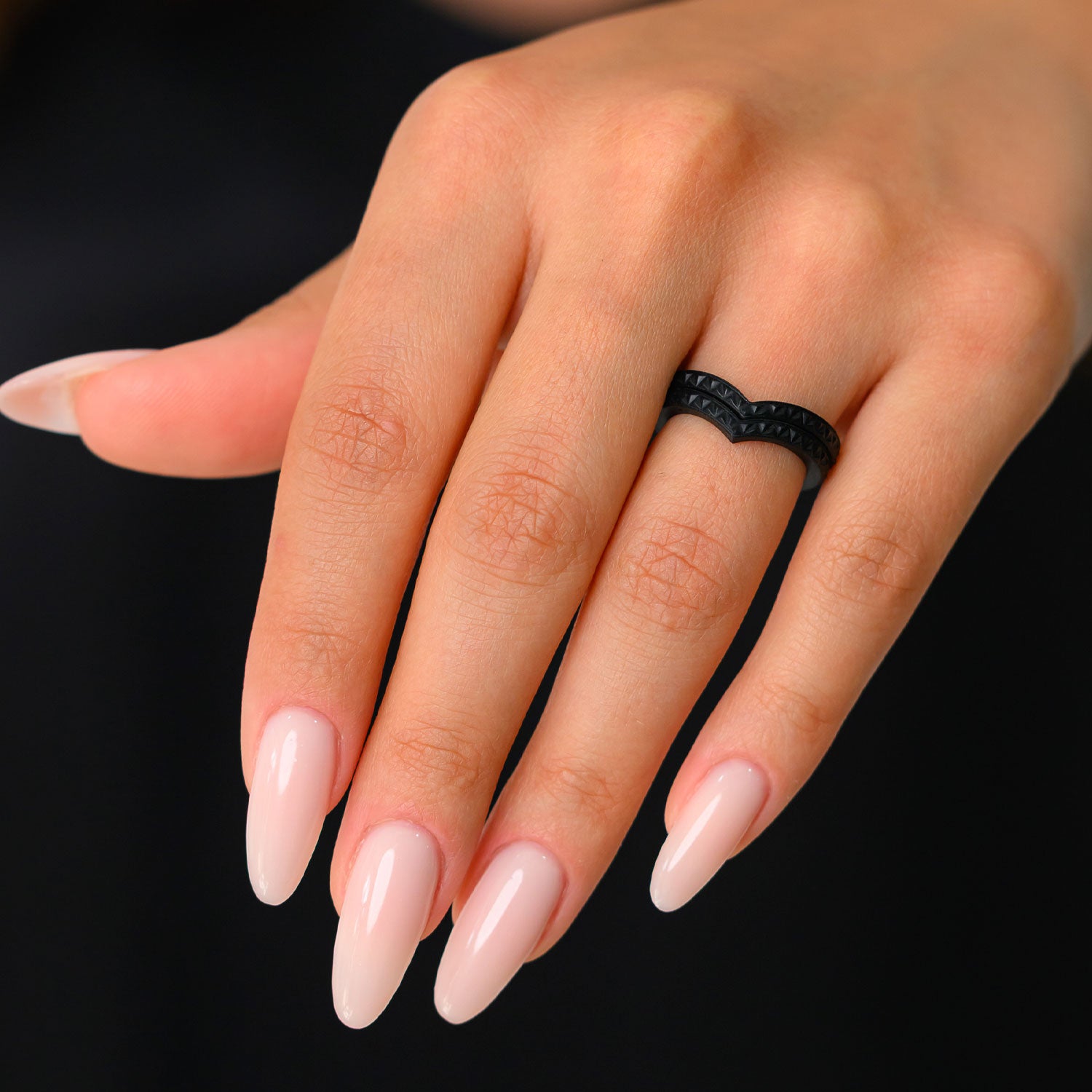 Stackable 3-Piece Ring Set - Silicone & Metal Heart