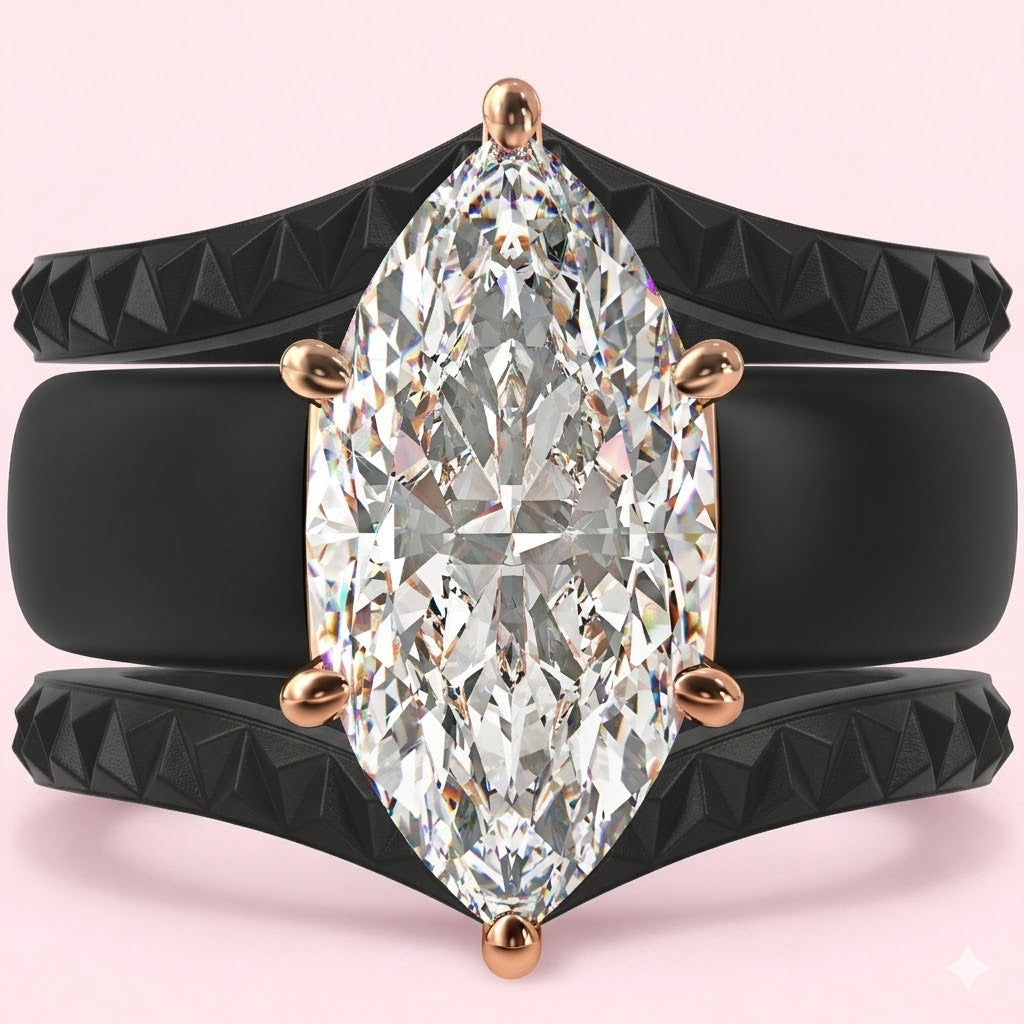 Silicone Ring Stackable Set – 14×7 mm Marquise Cut CZ | Patent-Pending Design - GlowStone Collection