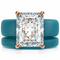 Emerald Cut CZ Silicone Ring Set for Women, Stackable 2-Ring Set, 10x8 mm CZ Stone, Thin Band, Patented Design, GlowStone Collection