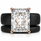 Emerald Cut CZ Silicone Ring Set for Women, Stackable 2-Ring Set, 10x8 mm CZ Stone, Thin Band, Patented Design, GlowStone Collection