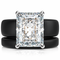 Emerald Cut CZ Silicone Ring Set for Women, Stackable 2-Ring Set, 10x8 mm CZ Stone, Thin Band, Patented Design, GlowStone Collection