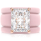 Emerald Cut CZ Silicone Ring Set for Women, 2 Thin Stackable Rings, 10x8 mm CZ Stone, Patented Design, GlowStone Collection