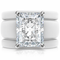 Emerald Cut CZ Silicone Ring Set for Women, 2 Thin Stackable Rings, 10x8 mm CZ Stone, Patented Design, GlowStone Collection