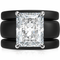 Emerald Cut CZ Silicone Ring Set for Women, 2 Thin Stackable Rings, 10x8 mm CZ Stone, Patented Design, GlowStone Collection