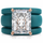Emerald Cut CZ Silicone Ring Set for Women, 2 Thin Stackable Rings, 10x8 mm CZ Stone, Patented Design, GlowStone Collection