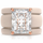 Emerald Cut CZ Silicone Ring Set for Women, 2 Thin Stackable Rings, 10x8 mm CZ Stone, Patented Design, GlowStone Collection