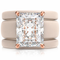 Emerald Cut CZ Silicone Ring Set for Women, 2 Thin Stackable Rings, 10x8 mm CZ Stone, Patented Design, GlowStone Collection