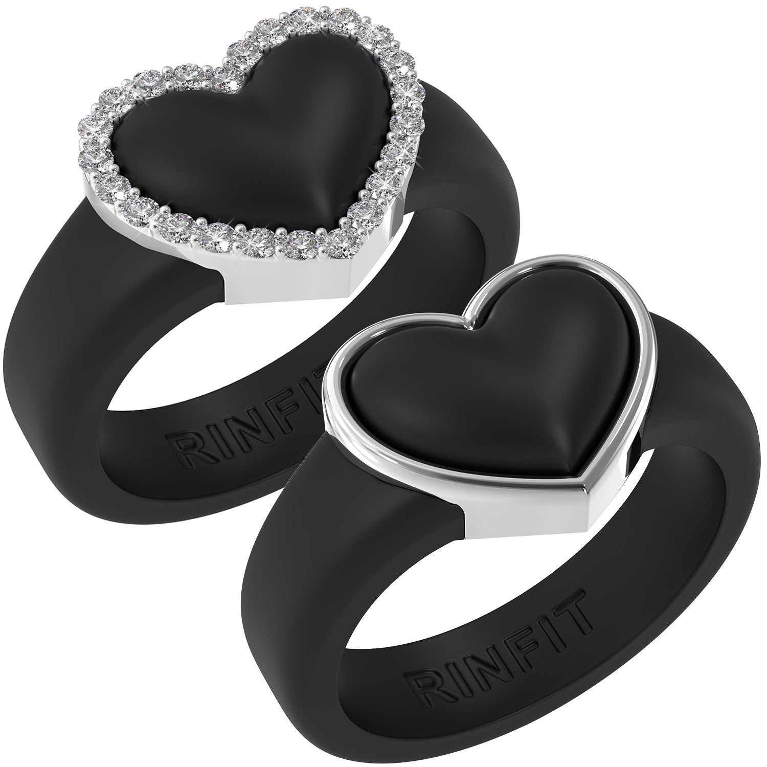 Rinfit Silicone Rings – Heart Collection- 2 Rings Set | U.S. Patent Pending Design