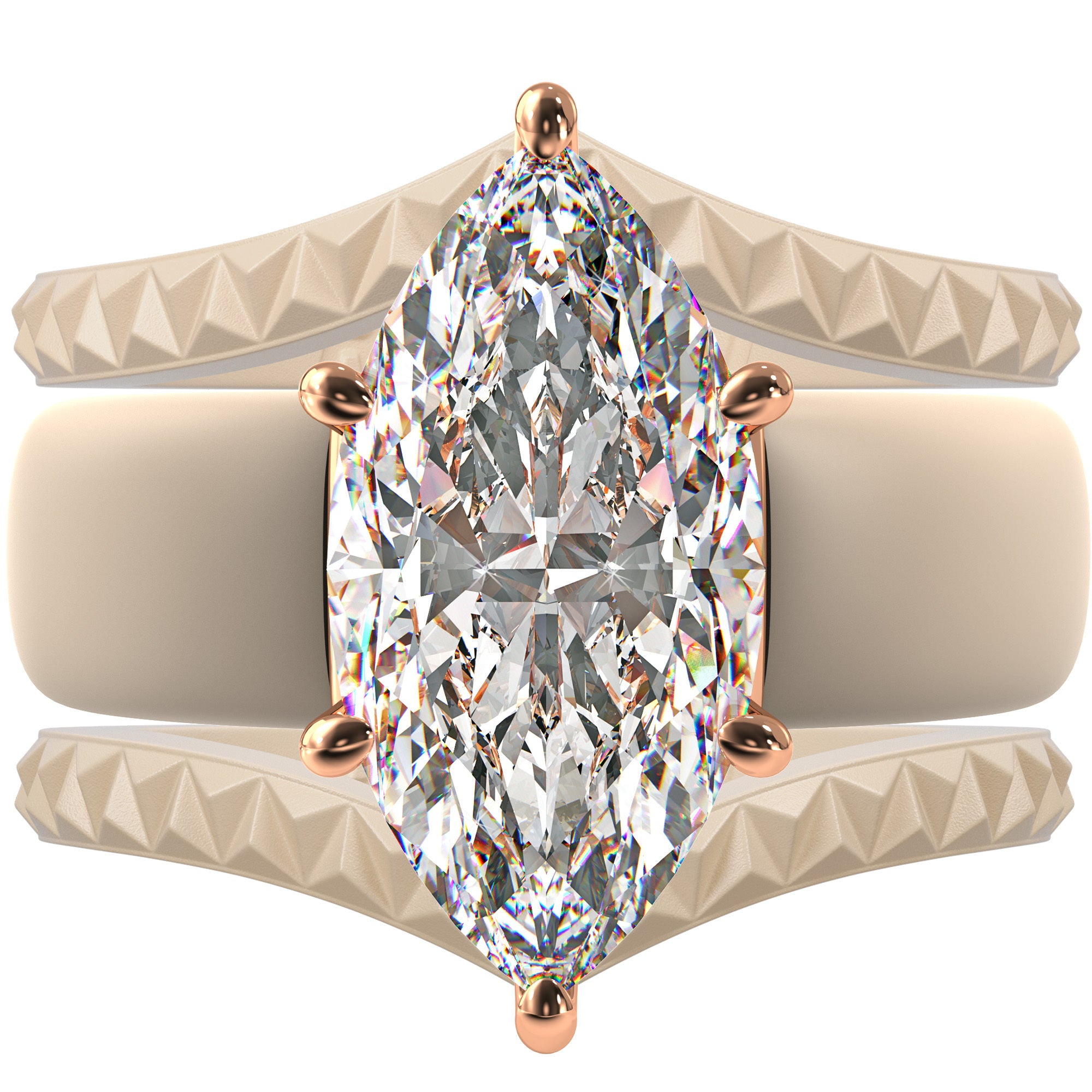 Silicone Ring Stackable Set – 14×7 mm Marquise Cut CZ | Patent-Pending Design - GlowStone Collection
