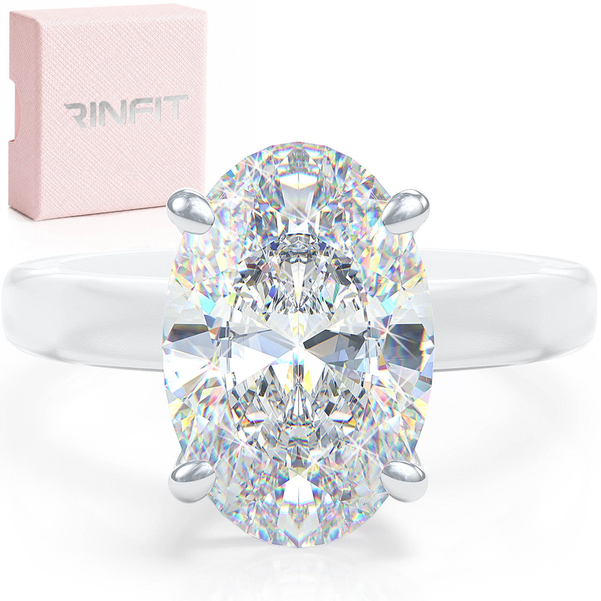 Rinfit Frosted Clear Thin Silicone Ring with Oval cut CZ | Patented Design