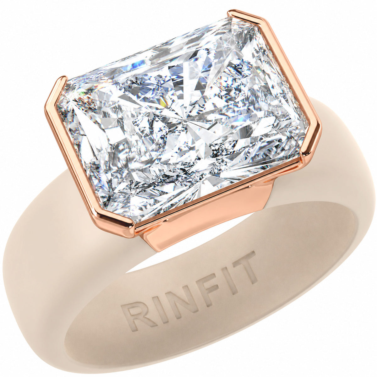 Rinfit Silicone Ring with CZ Stone, East-West Radiant Cut