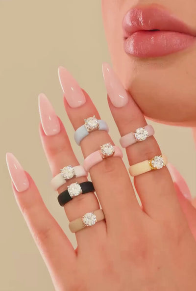 Rinfit Silicone Ring – 7mm Round Solitaire CZ - 2 Rings Set | U.S. Patented Design - GlowStone Collection