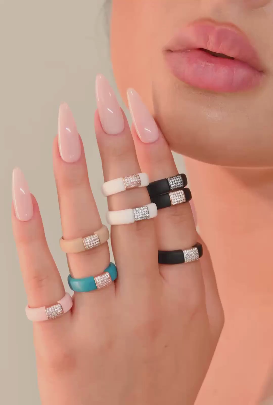 Women's Silicone Ring with Metal and CZ Stones