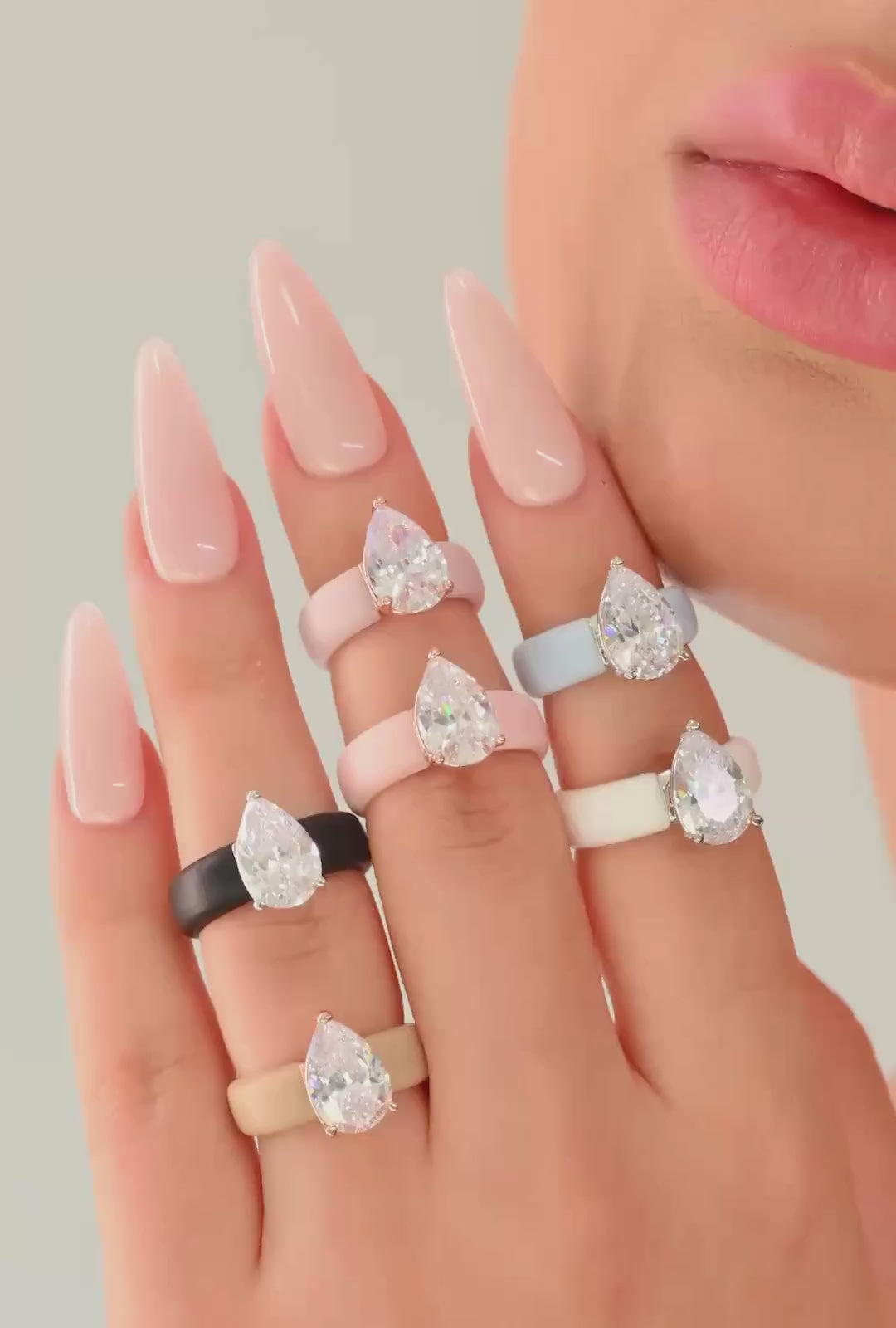 Silicone Ring – 8×12 mm Pear Cut CZ | Patented Design - GlowStone Collection