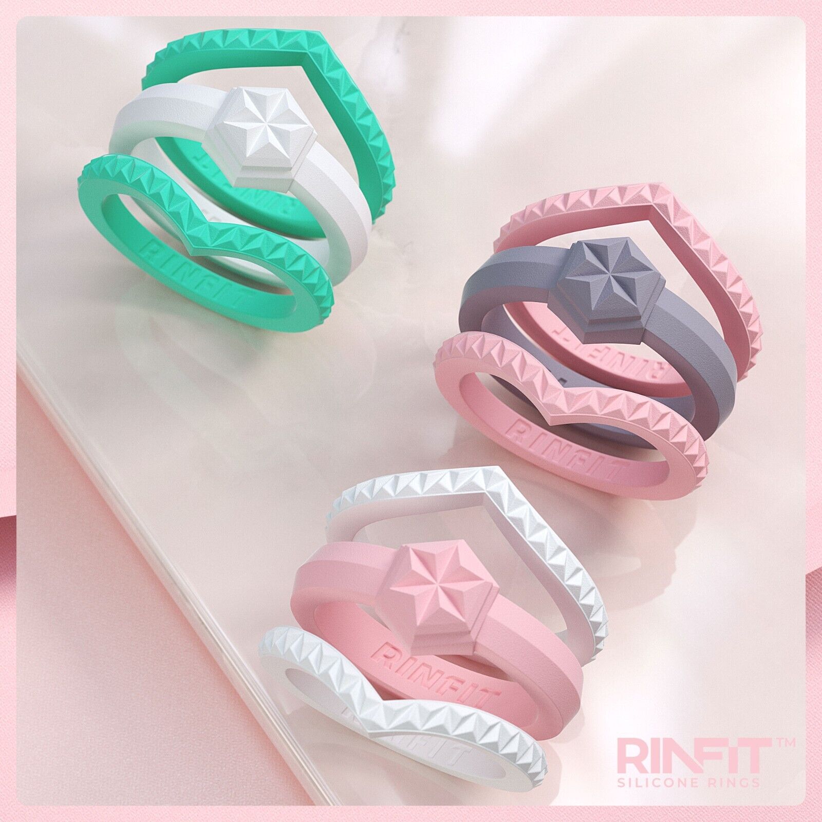 GIFT RING Women's Couture Silicone Stackable Rings. Stylish Design, Comfortable & Durable Wedding Band