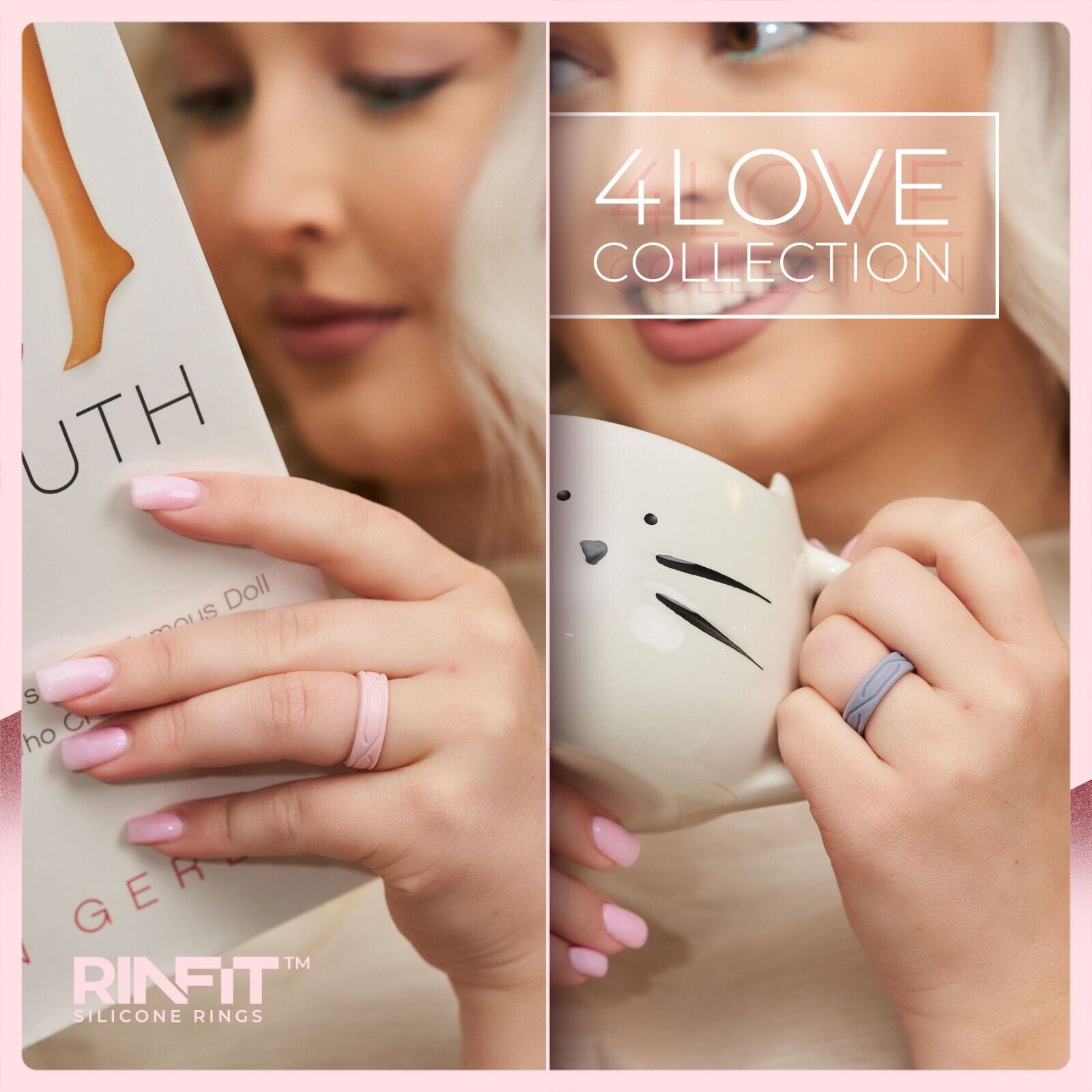 GIFT RING Women's 4Love Silicone Ring. Soft, Comfortable & Durable Wedding Band. US Design Patent