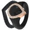 Pear Silicone Ring with Metal Frame and Stones - 2 Rings Set