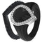 Pear Silicone Ring with Metal Frame and Stones - 2 Rings Set