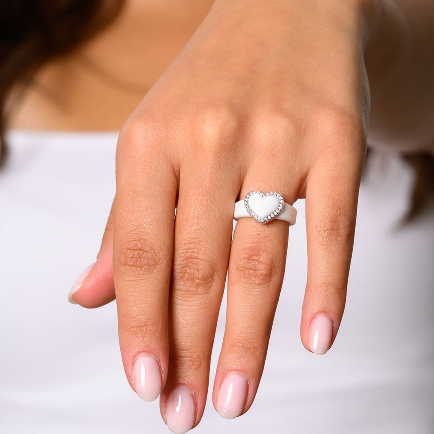 NEW! Heart with Metal Frame & CZ Stones - Women's Silicone Rings- Patent Pending Design