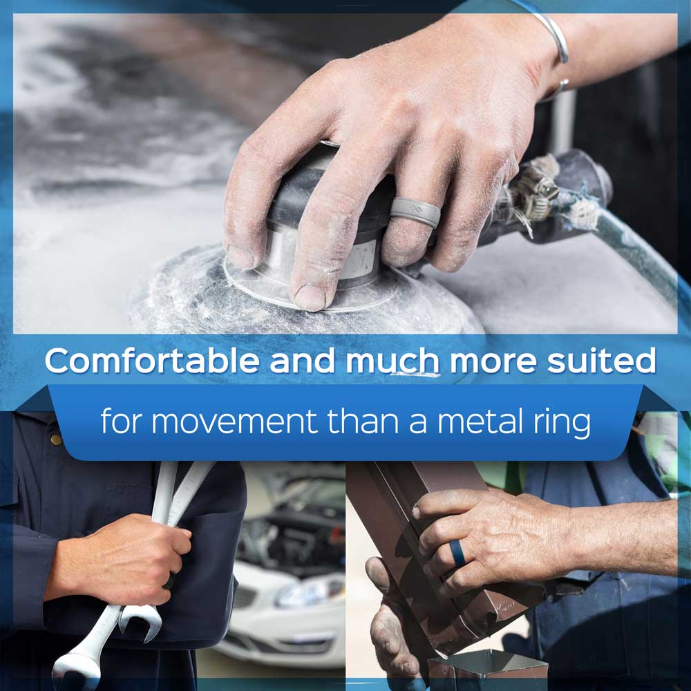 GIFT RING Men's Infinity Silicone Ring. Soft, Comfortable & Durable Wedding Band. US Design Patent