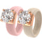 Rinfit Silicone Ring – 7mm Round Solitaire CZ - 2 Rings Set | U.S. Patented Design - GlowStone Collection