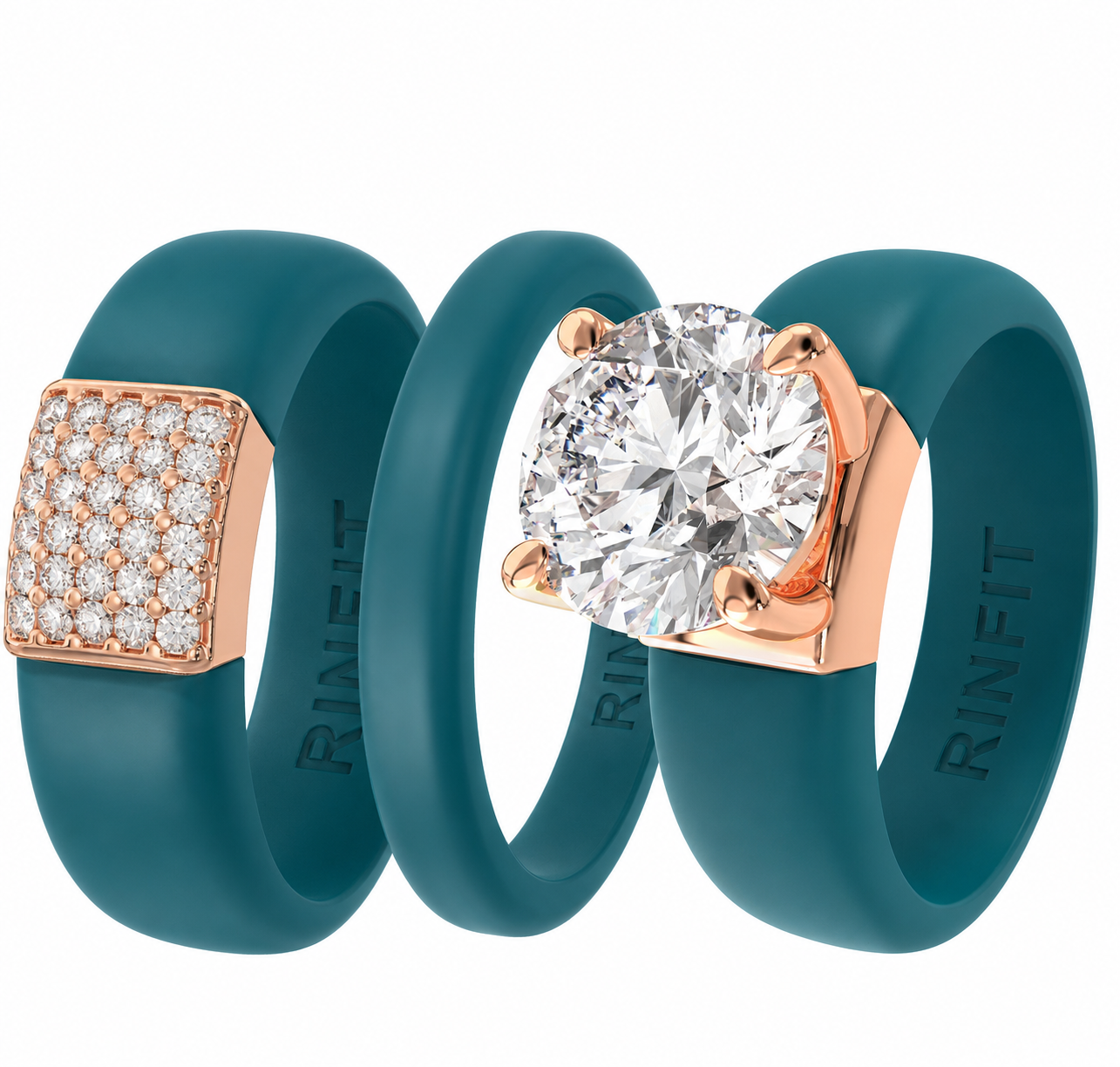 Rinfit Signature Trio – Glowstone Round, Gemstone and Thin Band - Patented Design