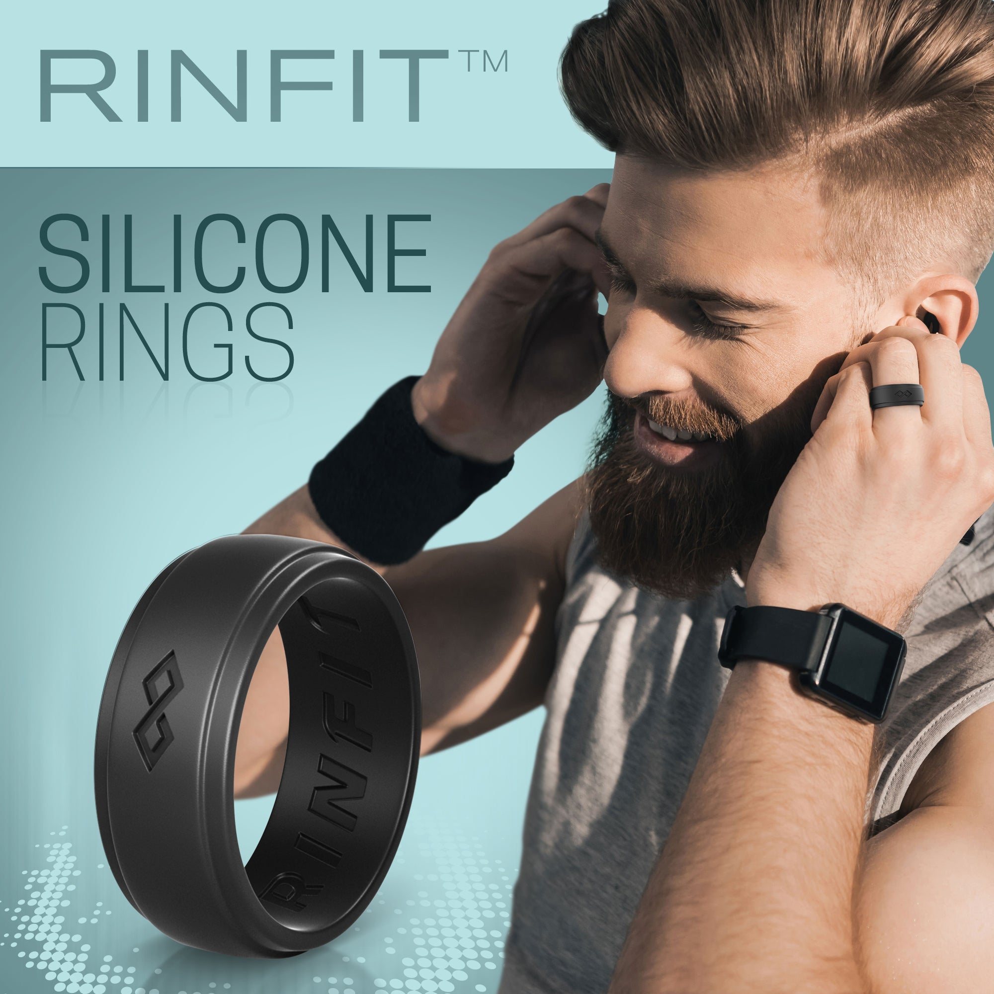 Silicone Ring for Men- Infinity Collection. US Design Patent