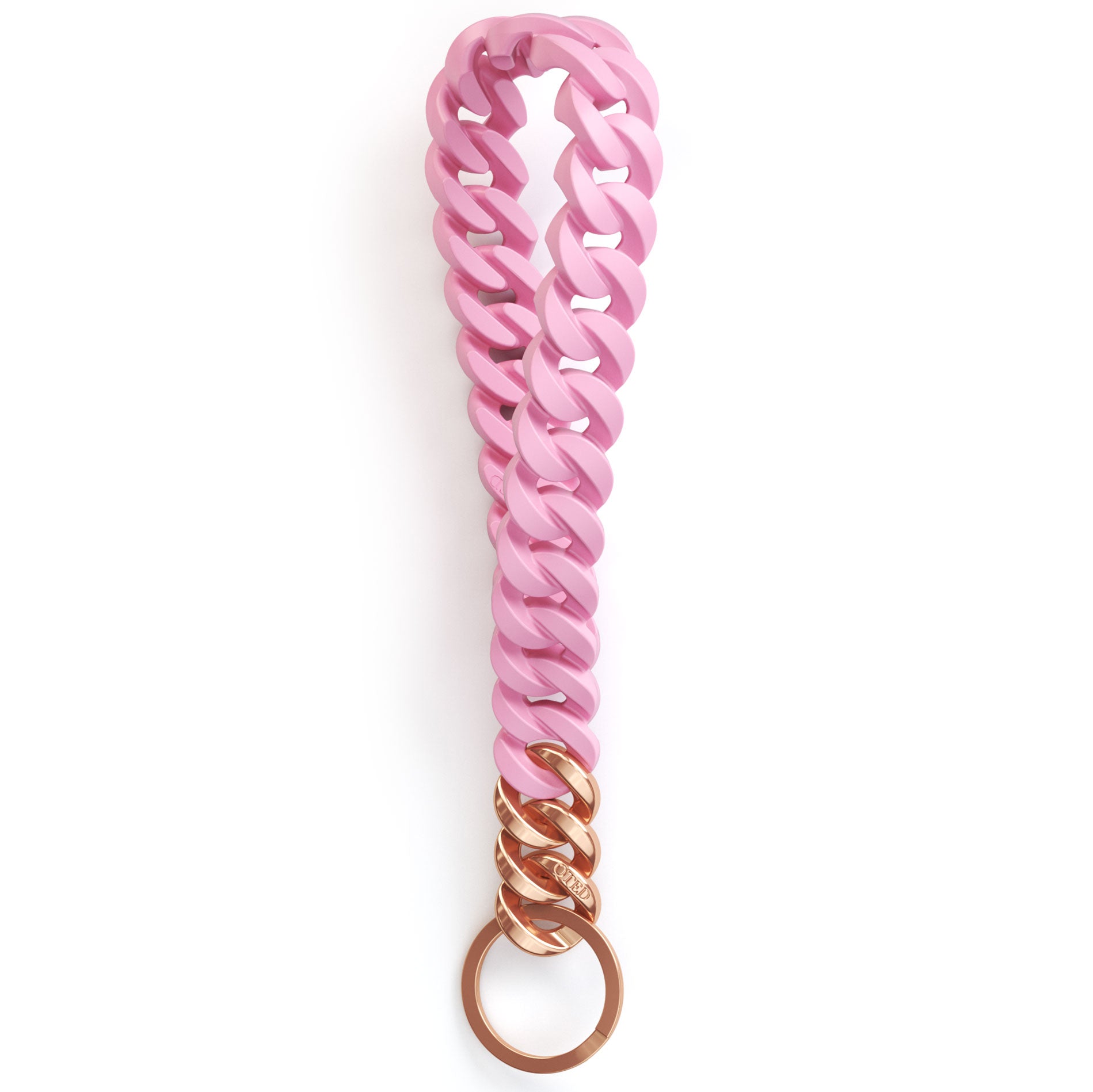 QTED x RINFIT Chain Wrist Lanyard for Keys - Keychain for Women and Men - Silicone Hand Loop Strap with Keyring. Pink and Rose Gold - Patented Design