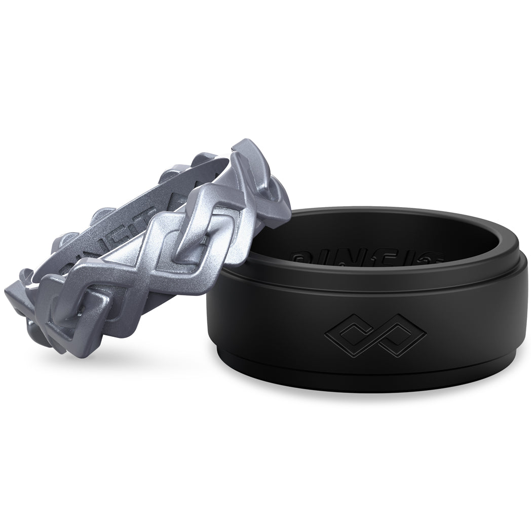 Couple silicone band Silver and black