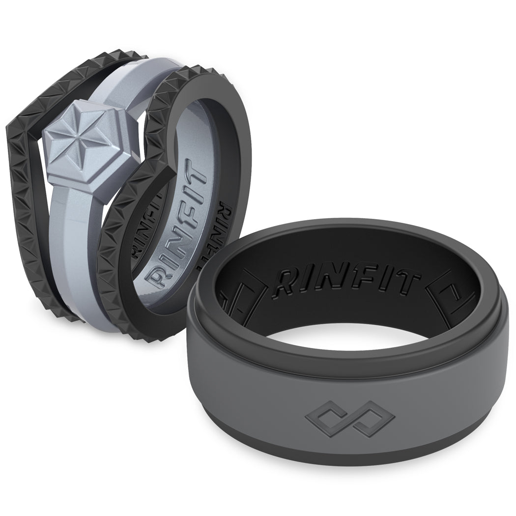 Silicone wedding ring for couple Black and gray